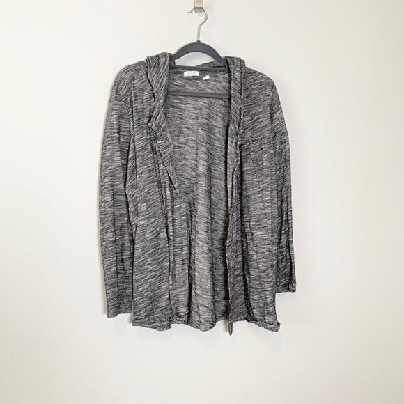J. Jill Purejill heather gray hooded open front long sleeve cardigan sweater - Picture 1 of 10